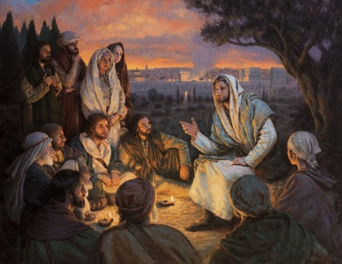 Jesus teaching around a campfire