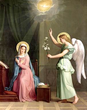 The angel Gabriel appears to Mary