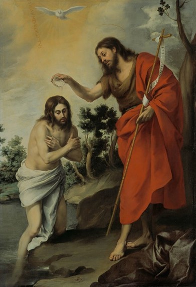 Jesus being baptized by John