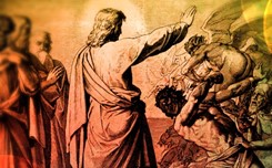 Jesus forces an evil spirit out of a man
