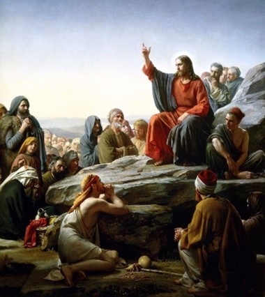 Jesus teaching on a mountain