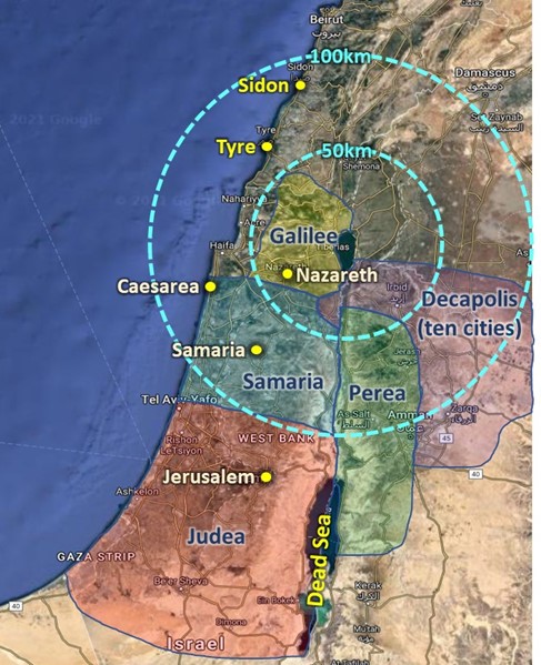 Map from Tyre and Sidon to Judea