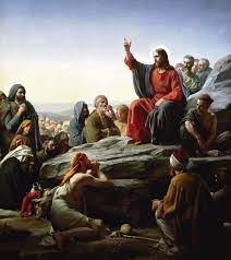 Jesus teaching on a mountain