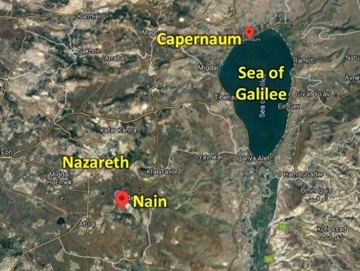 Map of Nain near Nazareth