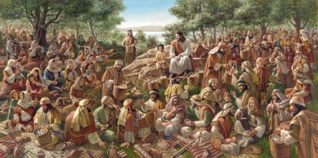 Jesus feeds five thousand families