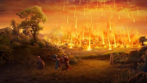 Fire and brimstone falling on Sodom & Gomorrah
