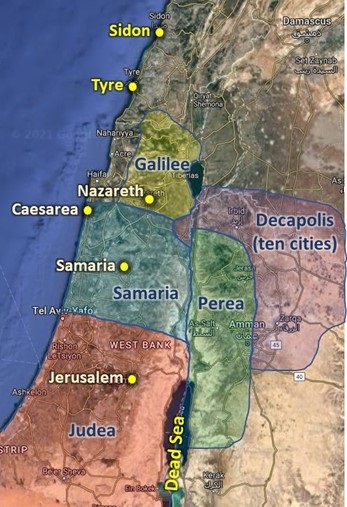 Map of Roman provinces around Israel