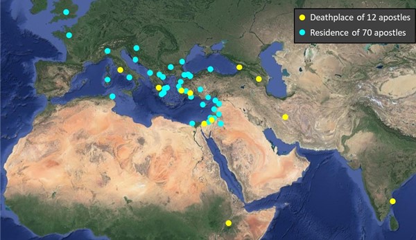 Map of where the apostles went