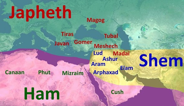 Map of world divided among Noah’s grandsons