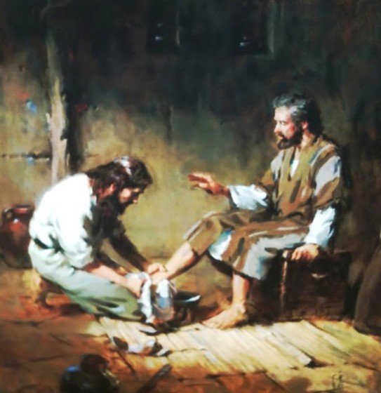 Jesus washing a disciple’s feet