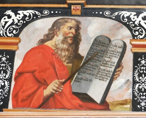 Moses teaching the ten commandments