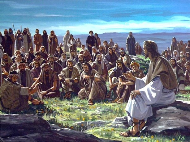 Jesus teaching a crowd