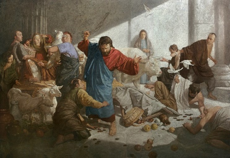 Jesus purges the market from the temple