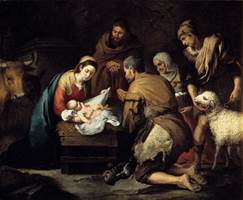 Shepherds visit baby Jesus