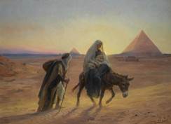 Joseph and Mary flee to Egypt with baby Jesus