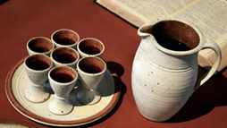 Communion cups with wine